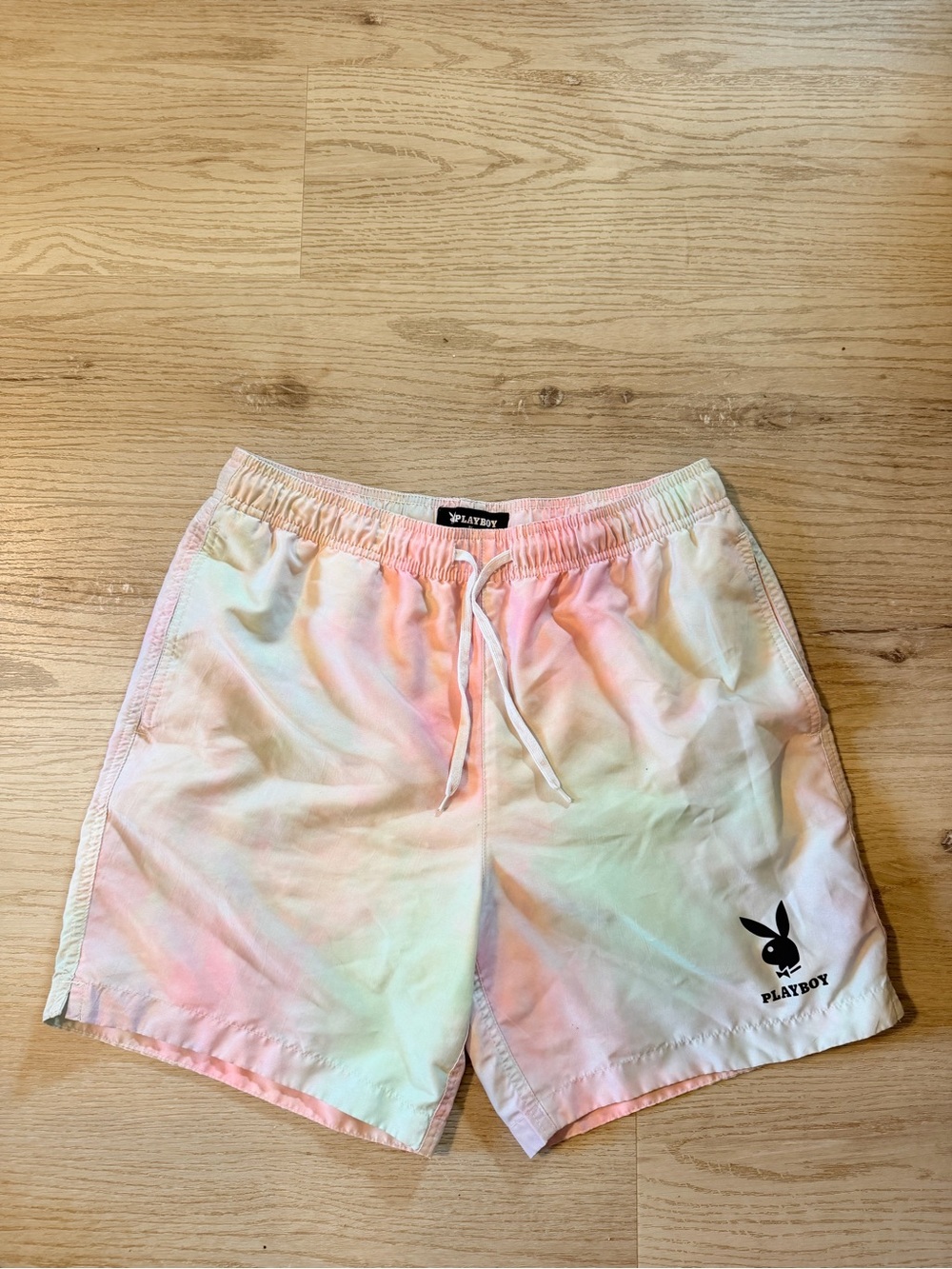PLAYBOY Pastel Tie-Dye Athletic Shorts - Pink, Peach, Mint